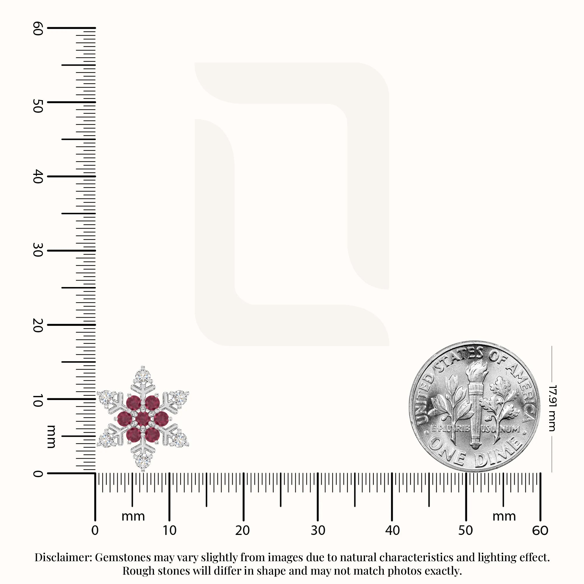 natural ruby snowflake stud earrings in sterling silver 