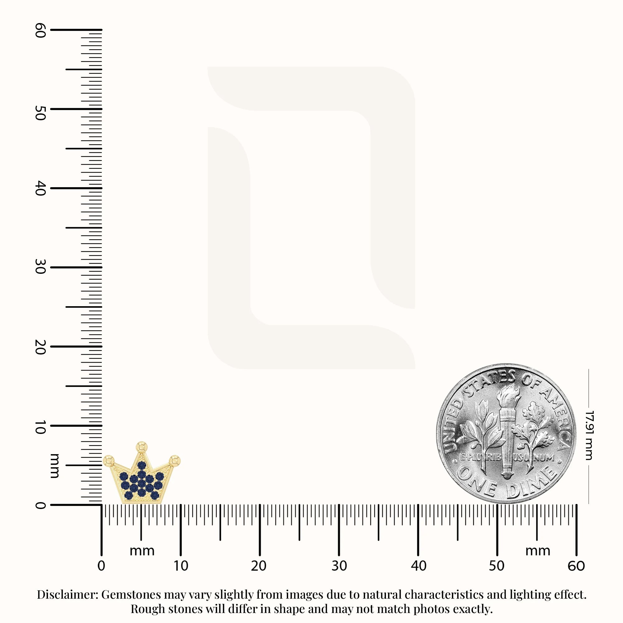 natural blue-sapphire crown stud earrings in yellow gold vermeil 