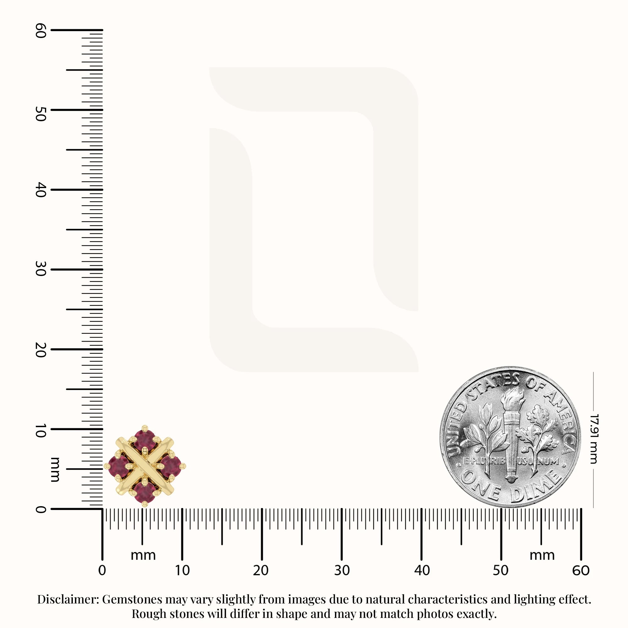 natural ruby flower stud earrings in yellow gold vermeil 