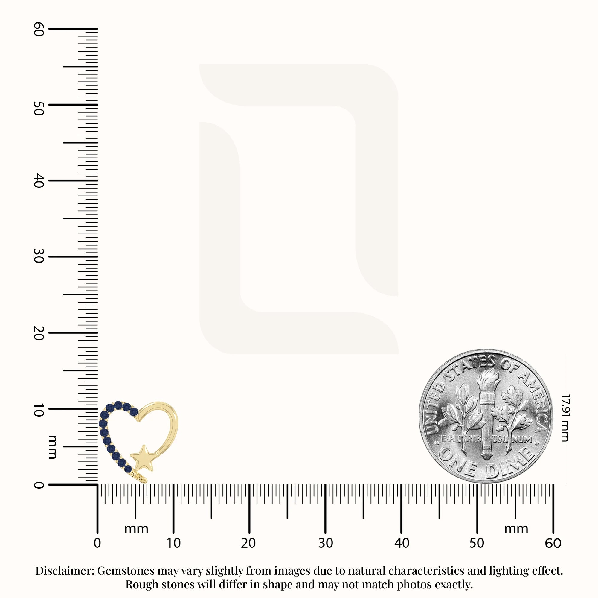 natural blue-sapphire heart-star stud earrings in yellow gold vermeil 