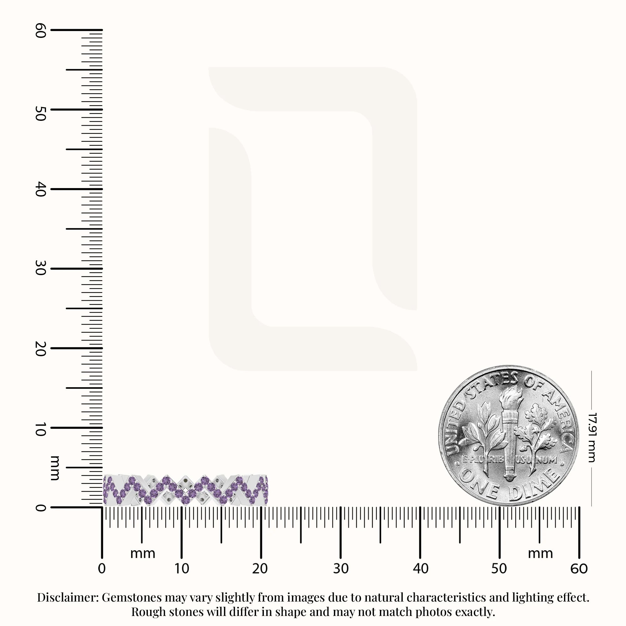 natural amethyst zig-zag wedding band rings in sterling silver 