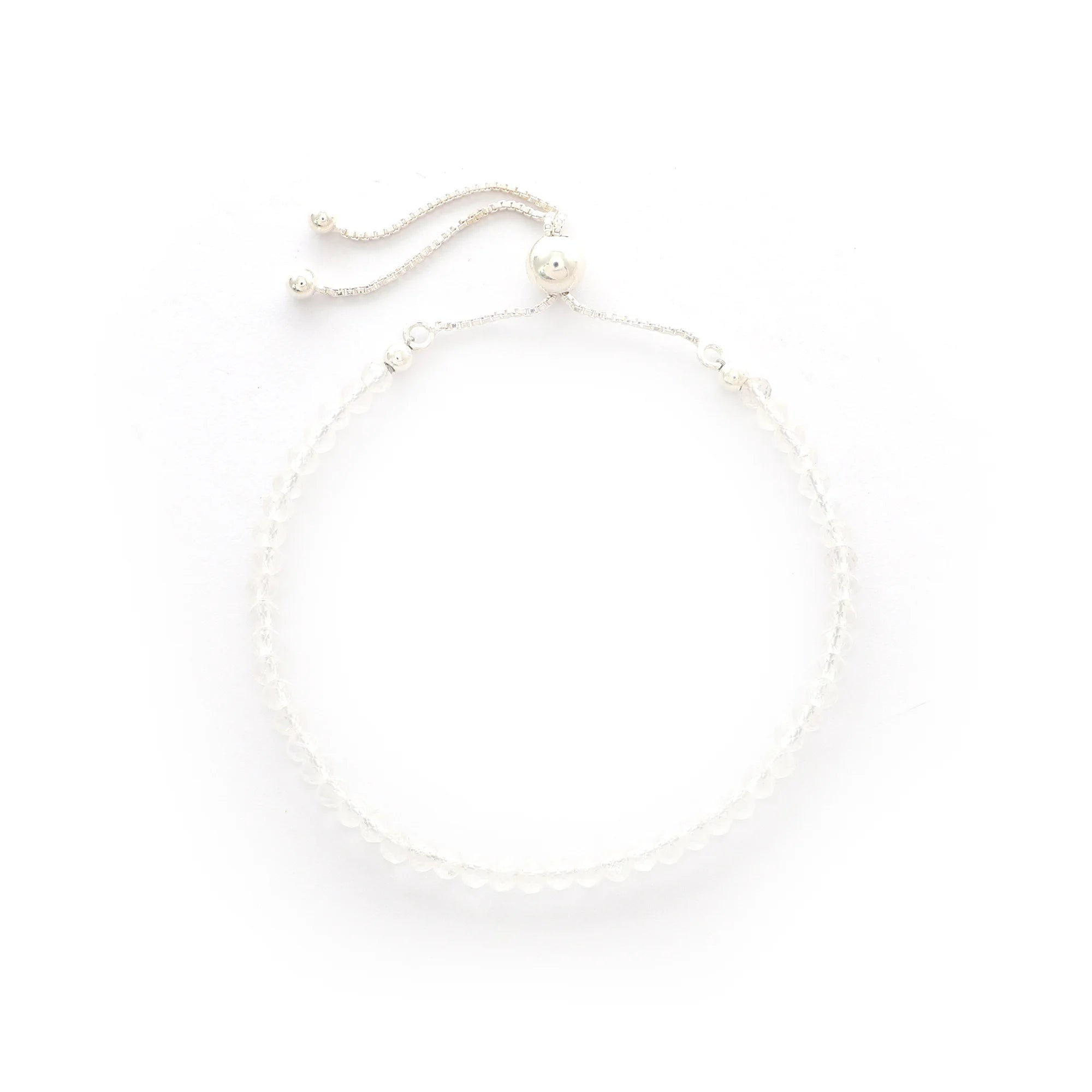 natural crystal-quartz round shape bolo bracelet