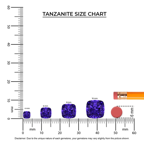 lab grown tanzanite cushion solitaire engagement ring