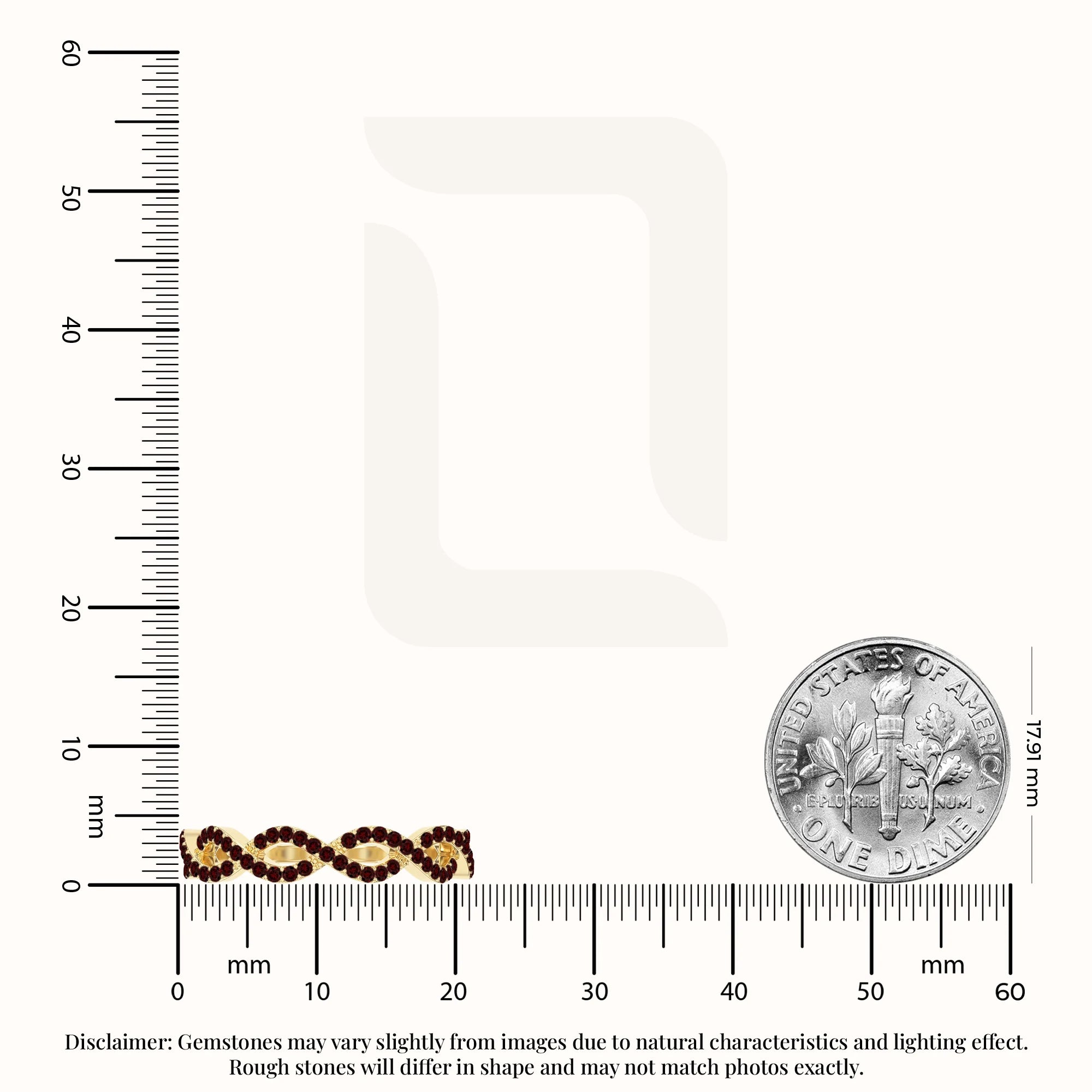 natural garnet twisted wedding band rings in yellow gold vermeil