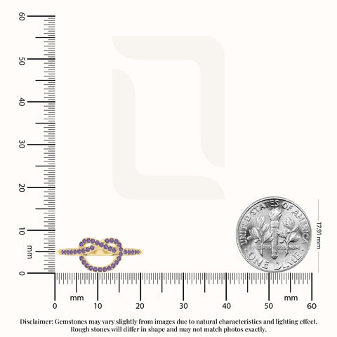 natural amethyst infinity knot promise rings in yellow gold vermeil