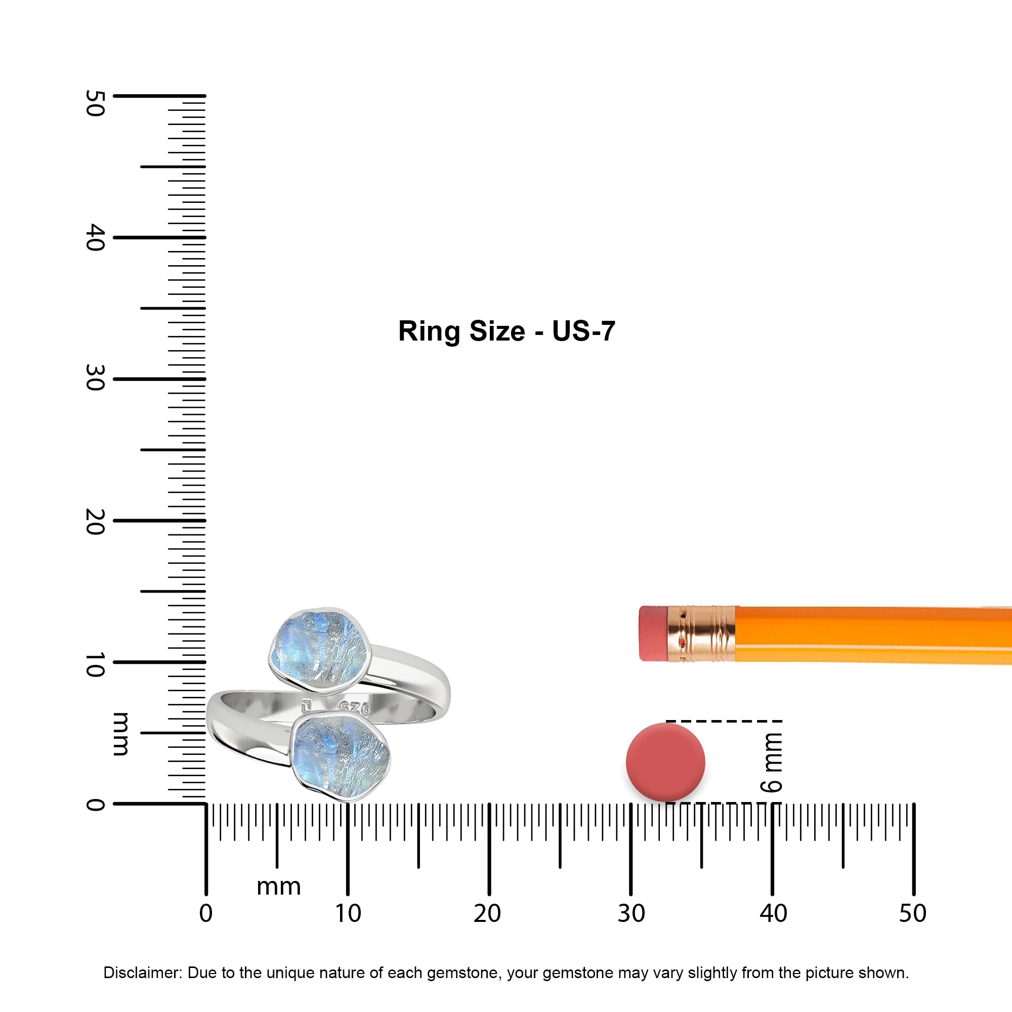 rainbow-moonstone rough shape stackable bezel-set ring