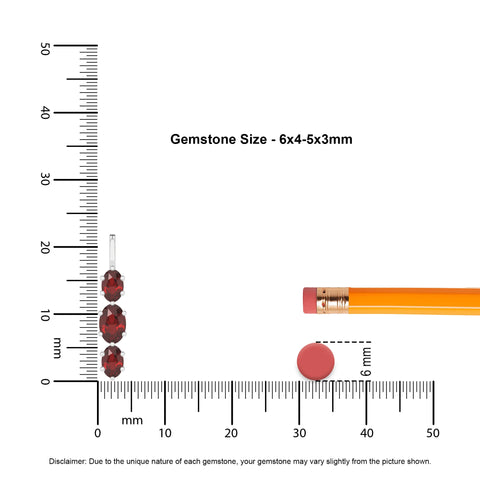 natural red-garnet oval shape pendant necklace