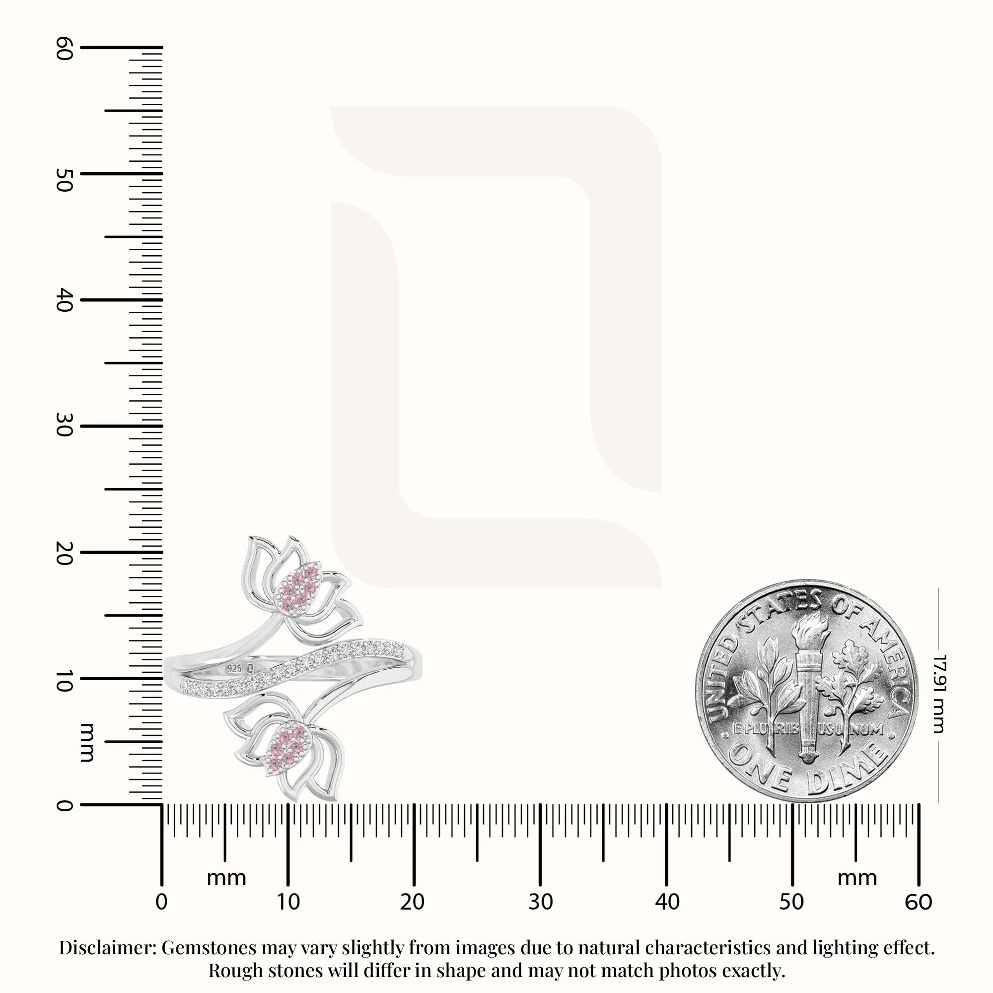 natural pink tourmaline lotus blossom rings in sterling silver 