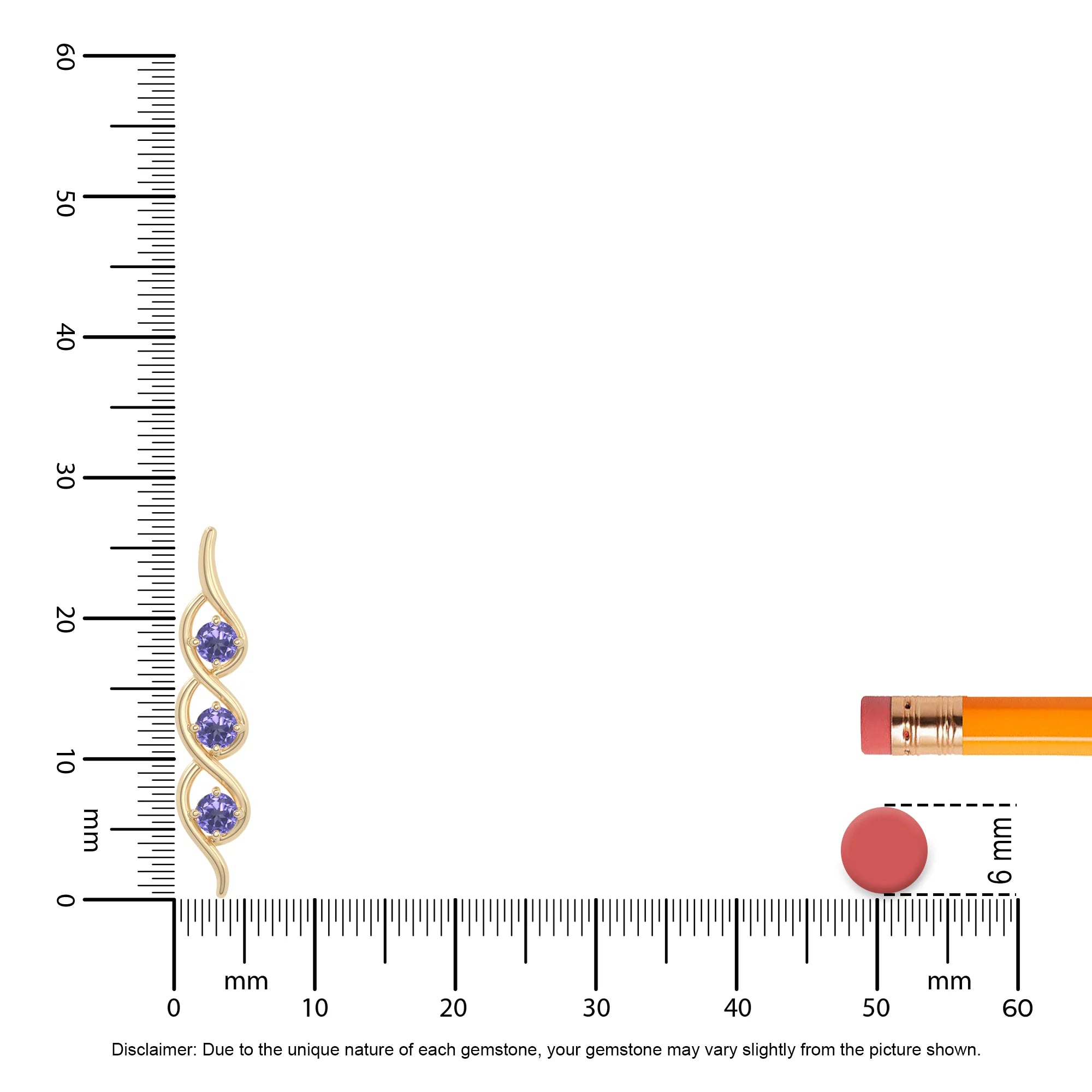 natural tanzanite 3 stone helix necklaces in yellow gold vermeil 