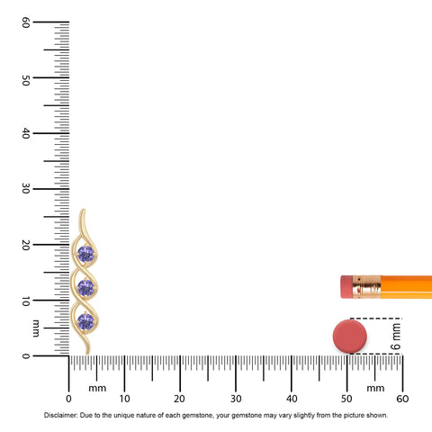 natural tanzanite 3 stone helix necklaces in yellow gold vermeil 