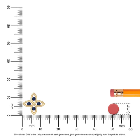 natural blue-sapphire 4 petal flower necklaces in yellow gold vermeil 