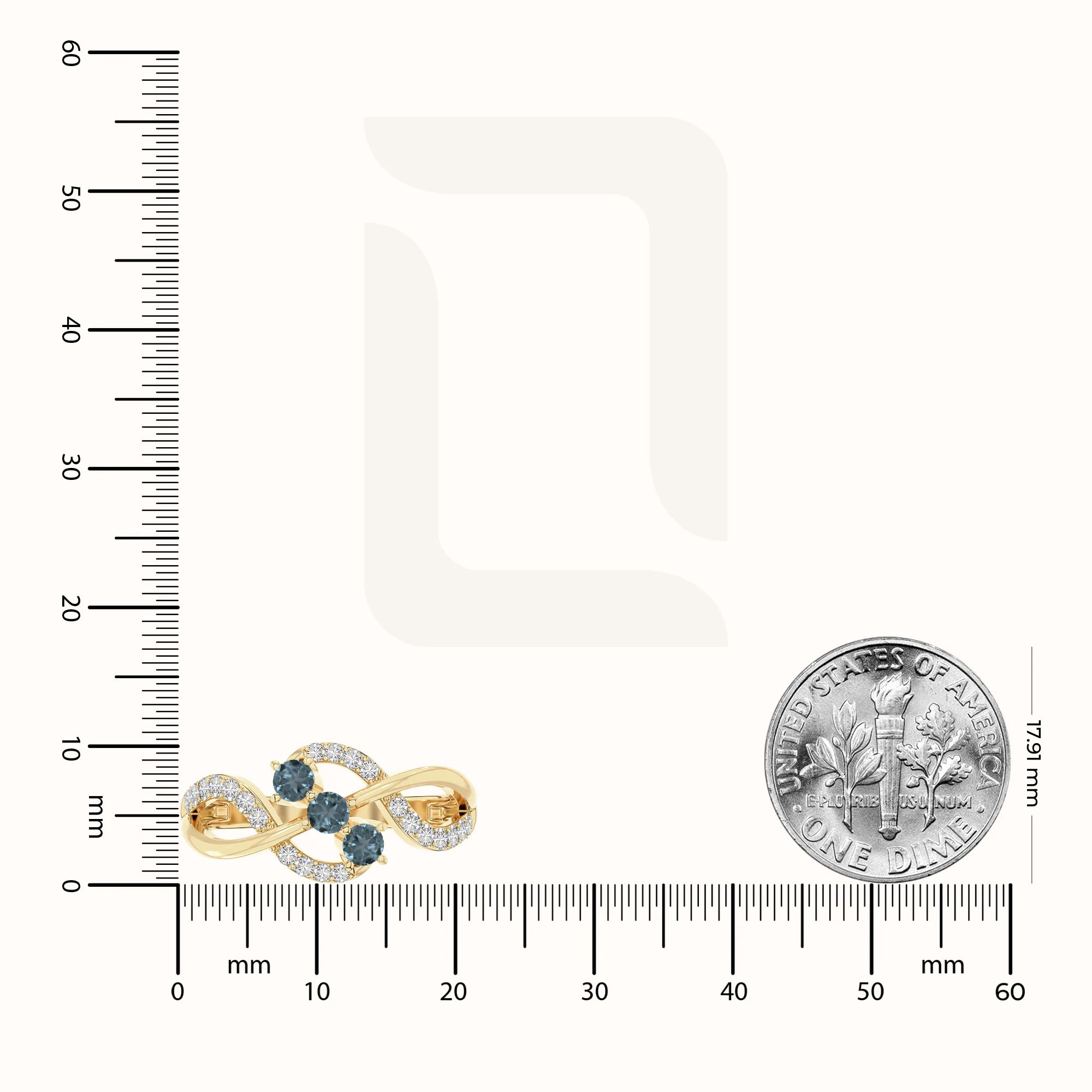 natural london blue topaz infinity promise rings in yellow gold vermeil