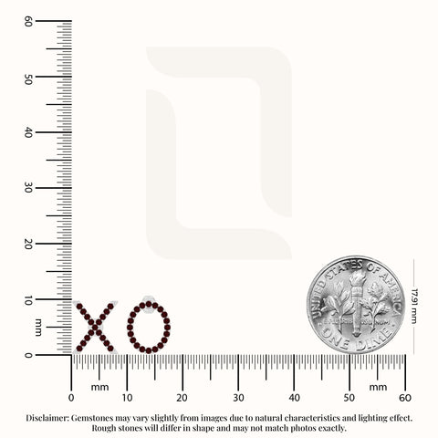 natural garnet xo stud earrings in sterling silver 