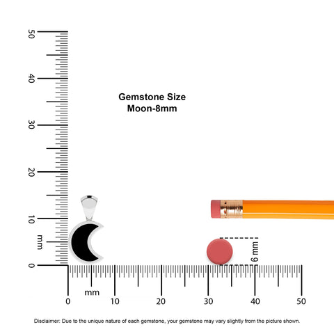 natural black-tourmaline moon shape pendant necklace