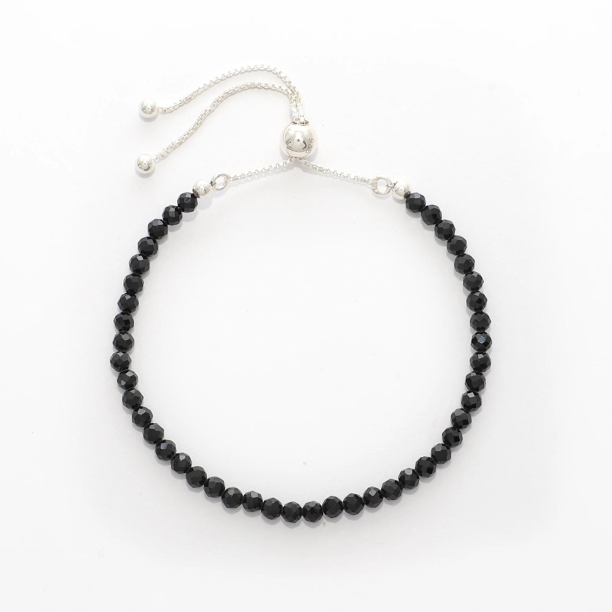 natural black-spinel round shape bolo bracelet