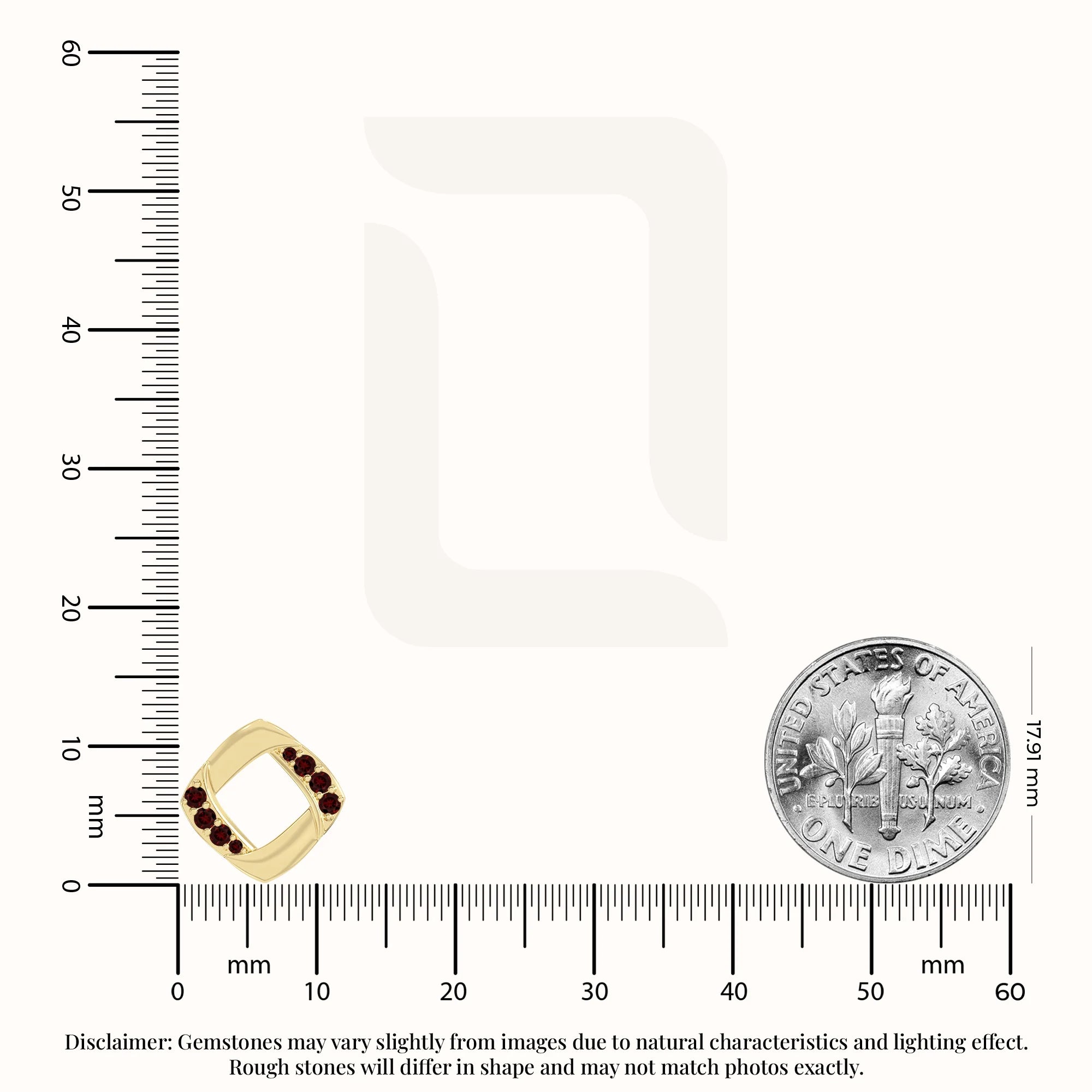 natural garnet square stud earrings in yellow gold vermeil 