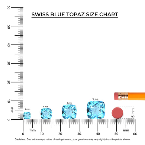 natural swiss blue topaz cushion shape solitaire v-bale pendant necklace