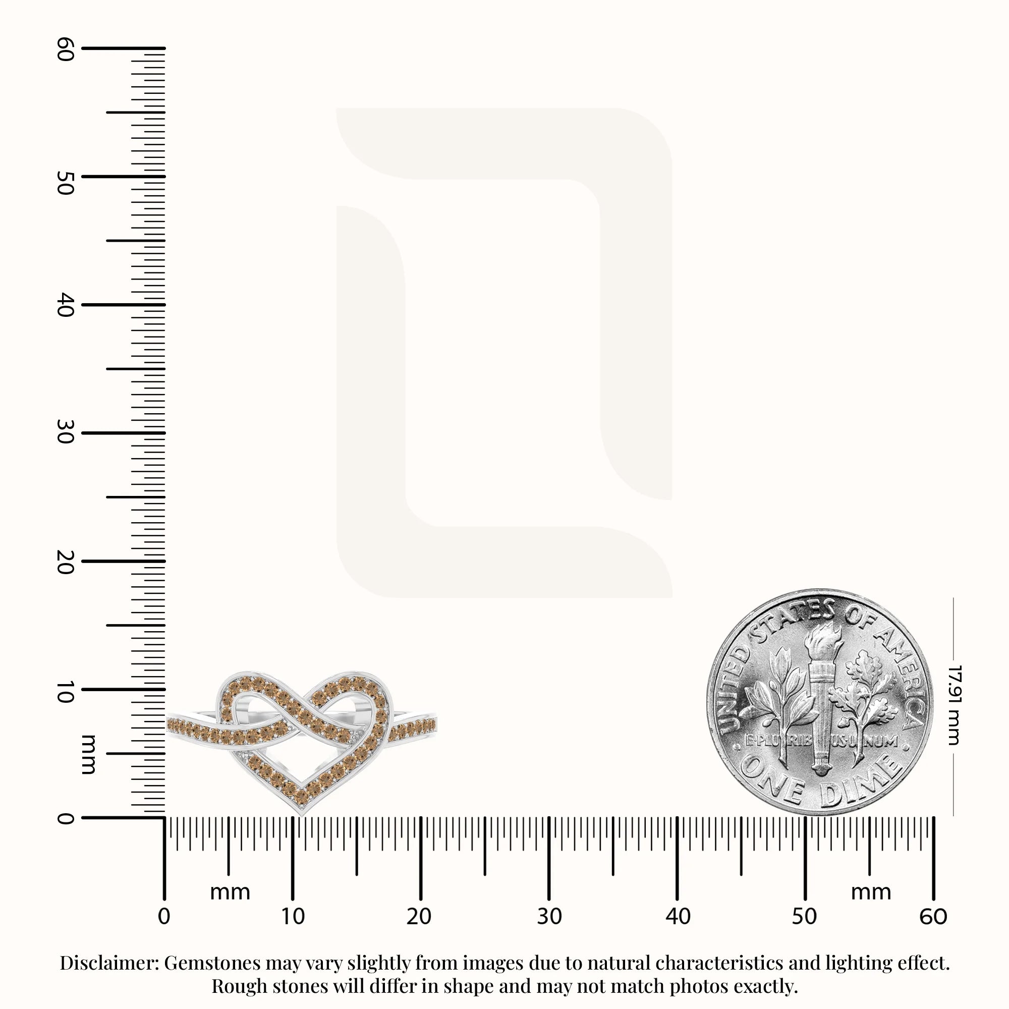 natural citrine infinity knot heart promise rings in sterling silver 
