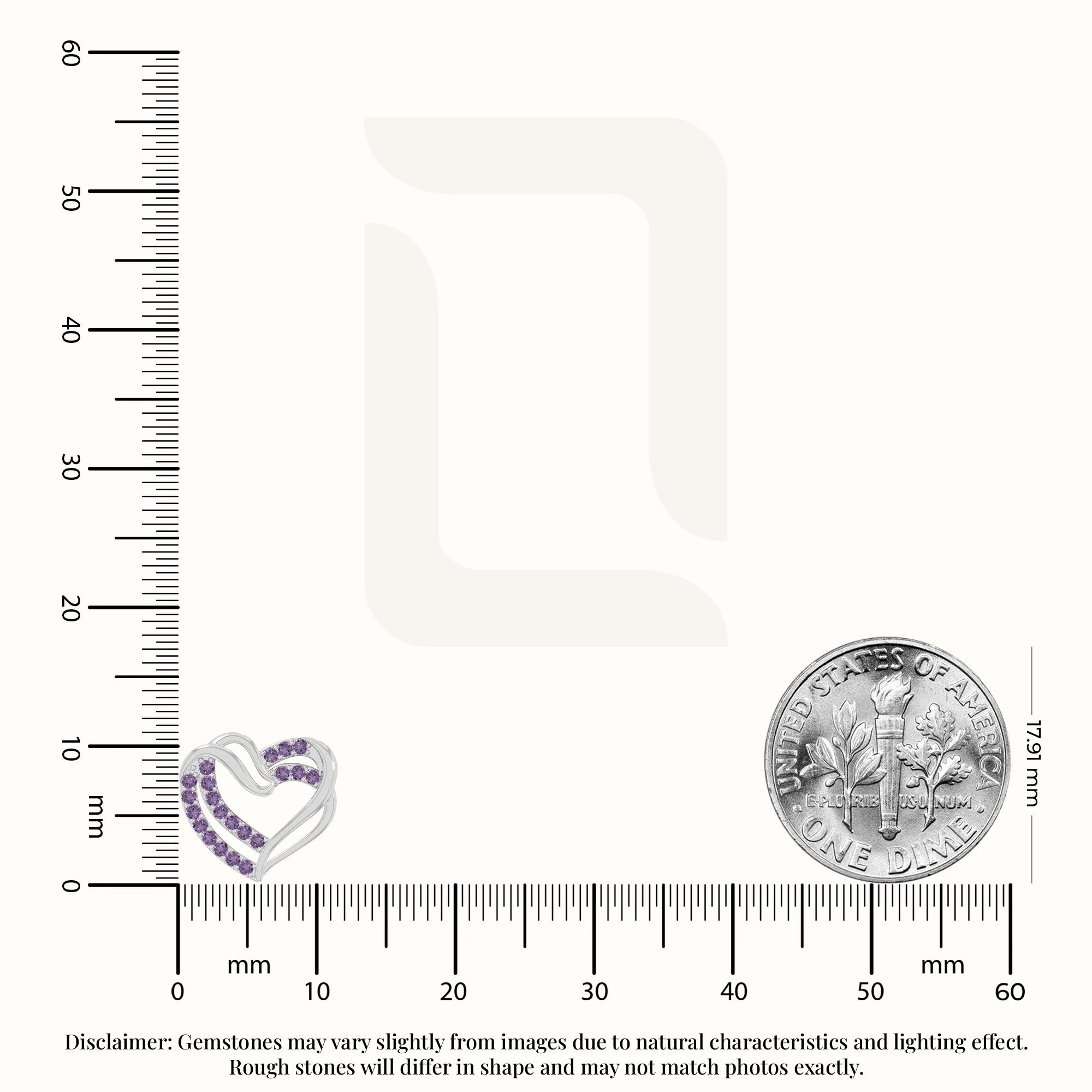 natural amethyst heart-in-heart stud earrings in sterling silver 