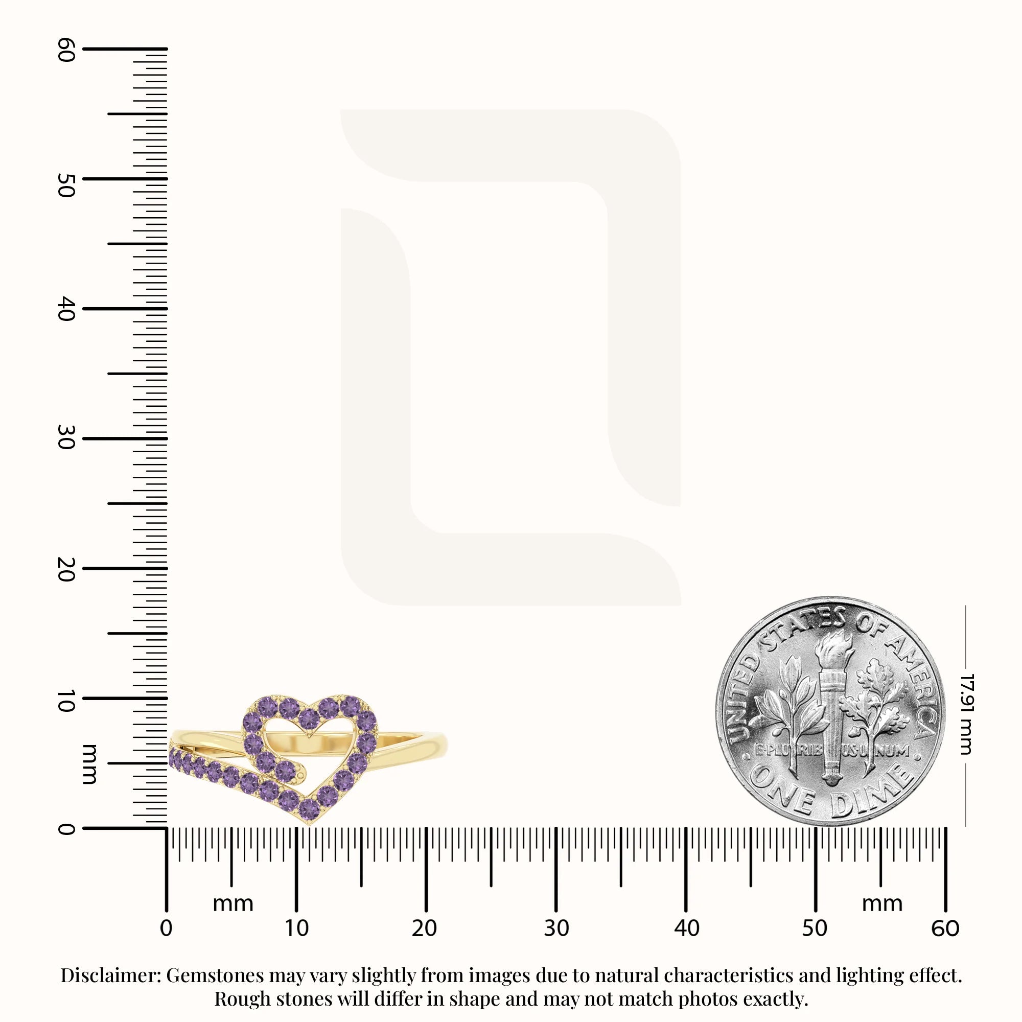 natural amethyst heart promise rings in yellow gold vermeil