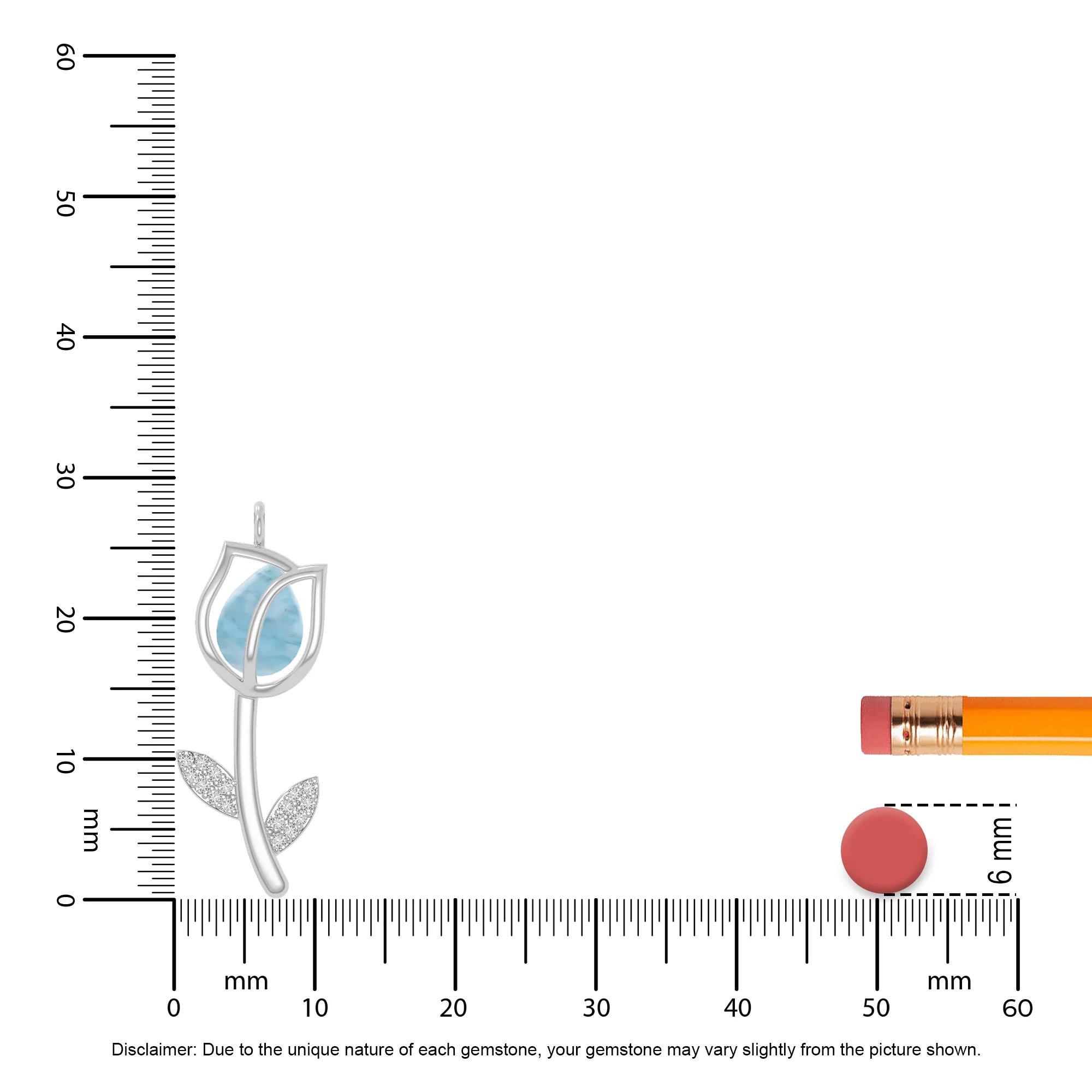 natural larimar tulip necklaces in sterling silver 