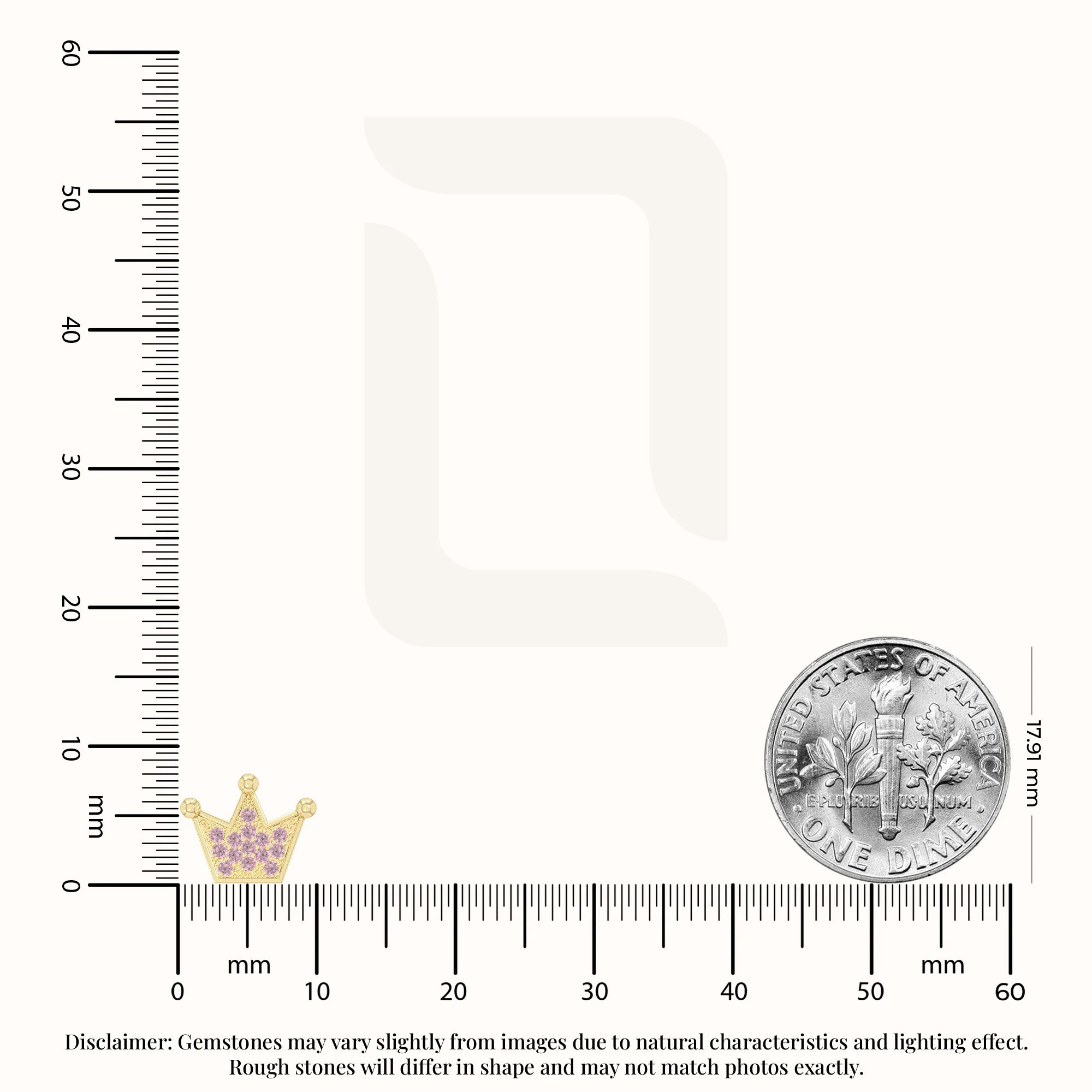 natural pink-tourmaline crown stud earrings in yellow gold vermeil 