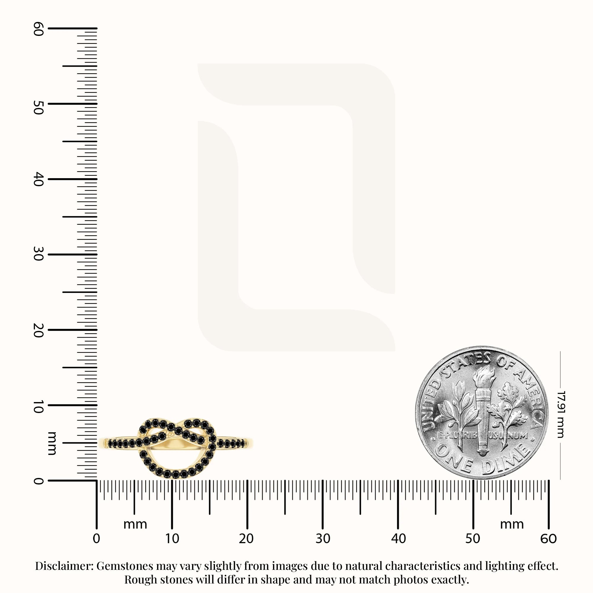 natural black onyx infinity knot promise rings in yellow gold vermeil