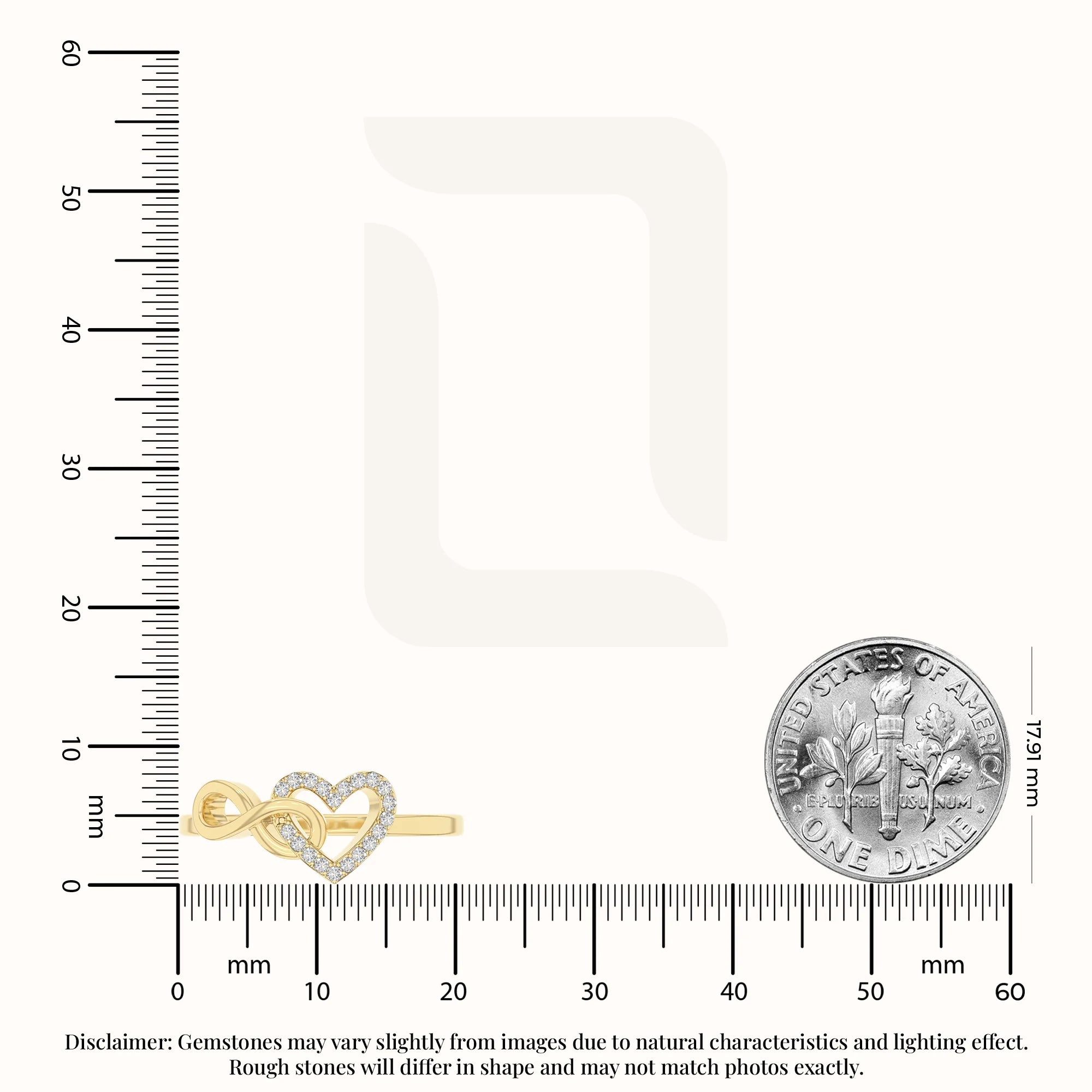 natural moissanite infinity heart promise rings in yellow gold vermeil