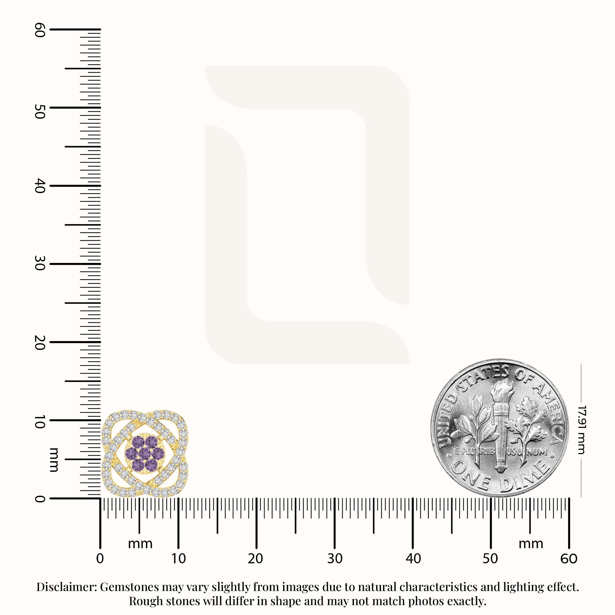 natural amethyst inner power stud earrings in yellow gold vermeil 