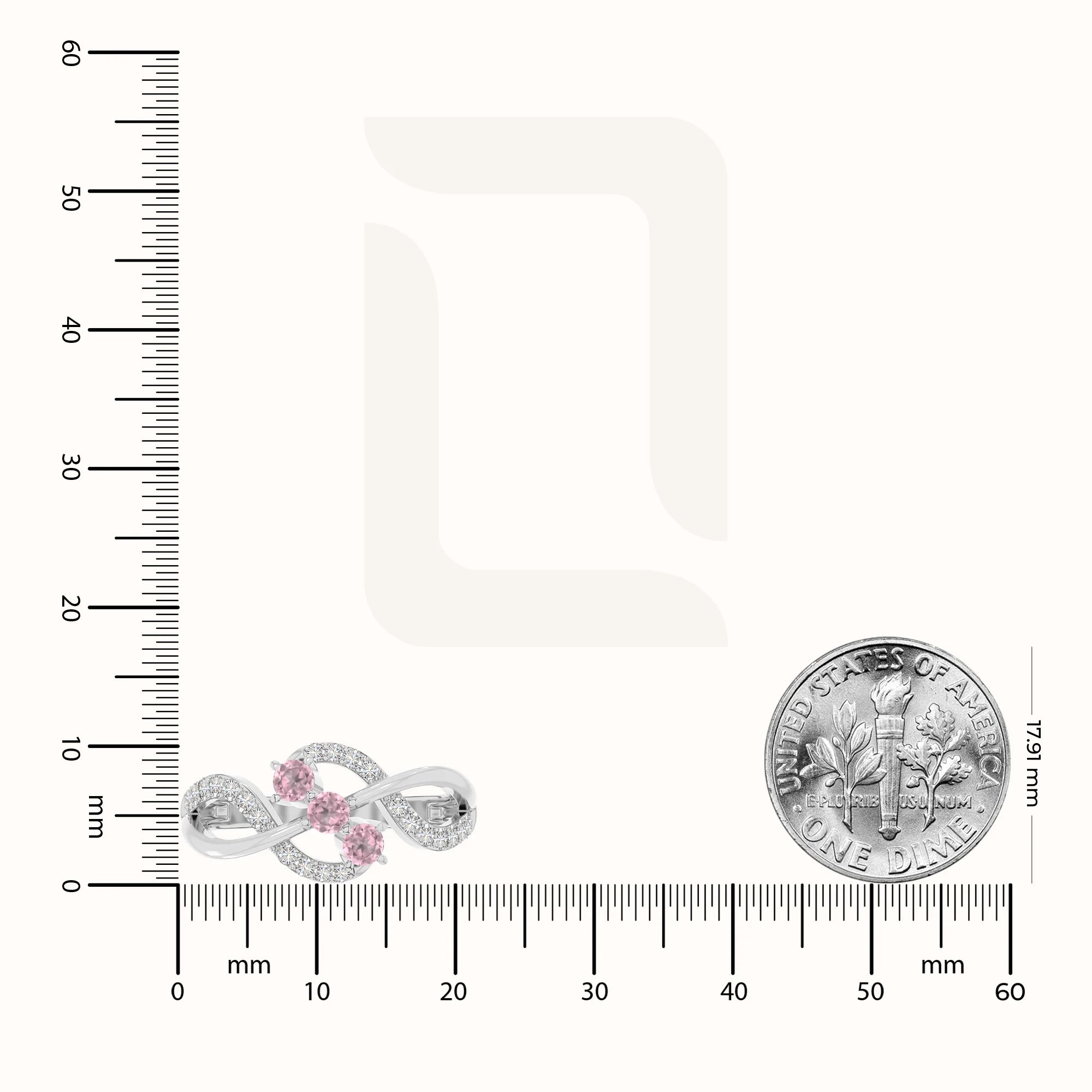 natural pink tourmaline infinity promise rings in sterling silver 