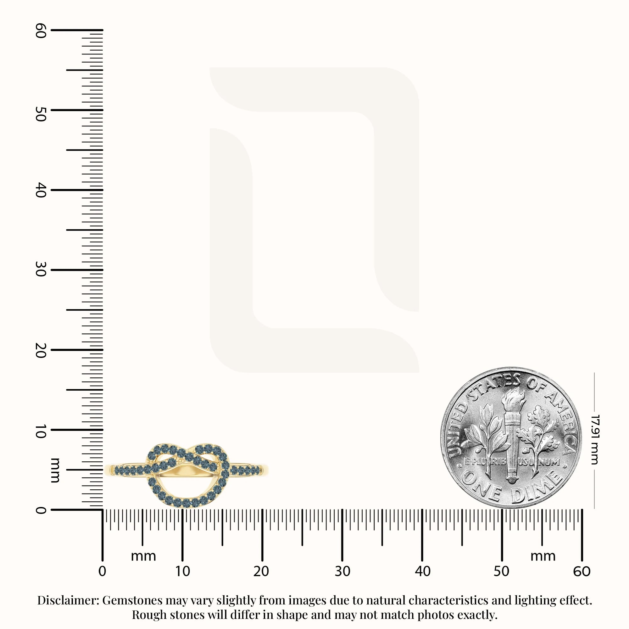 natural london blue topaz infinity knot promise rings in yellow gold vermeil