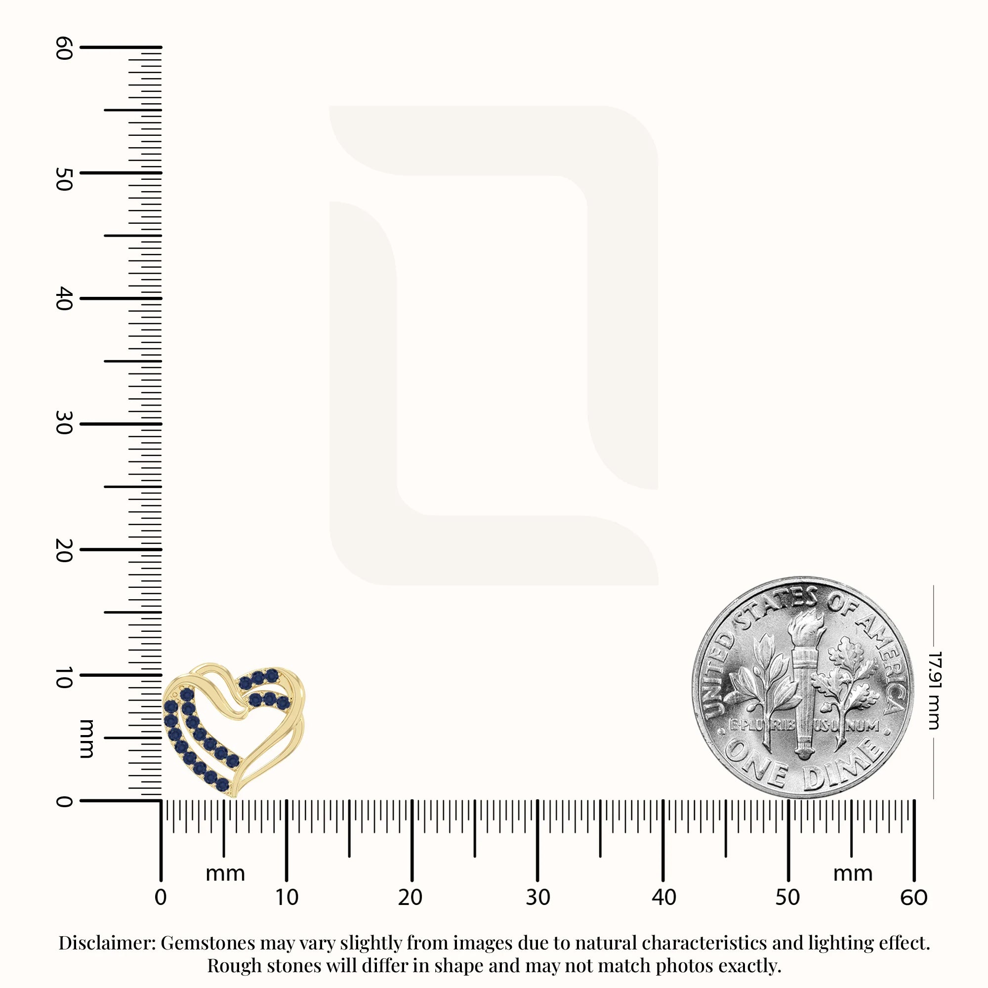 natural blue-sapphire heart-in-heart stud earrings in yellow gold vermeil 