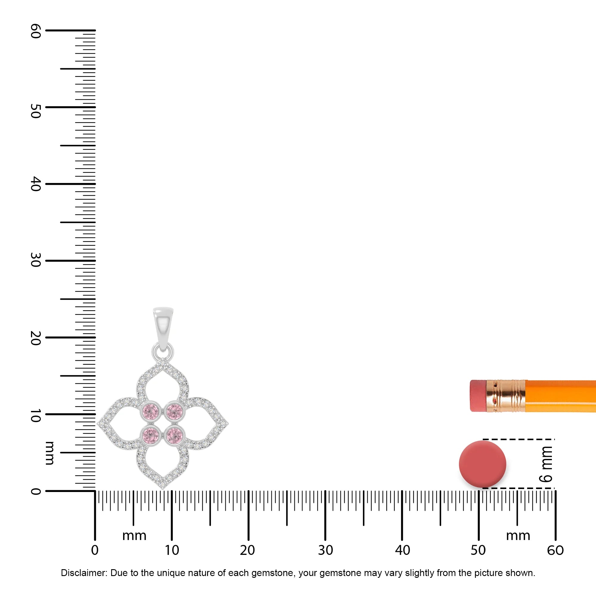 natural pink-tourmaline 4 petal flower necklaces in sterling silver 