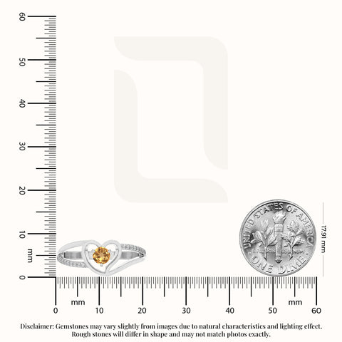 natural citrine heart promise rings in sterling silver 