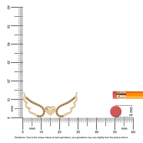 natural citrine angel wings heart necklaces in yellow gold vermeil 