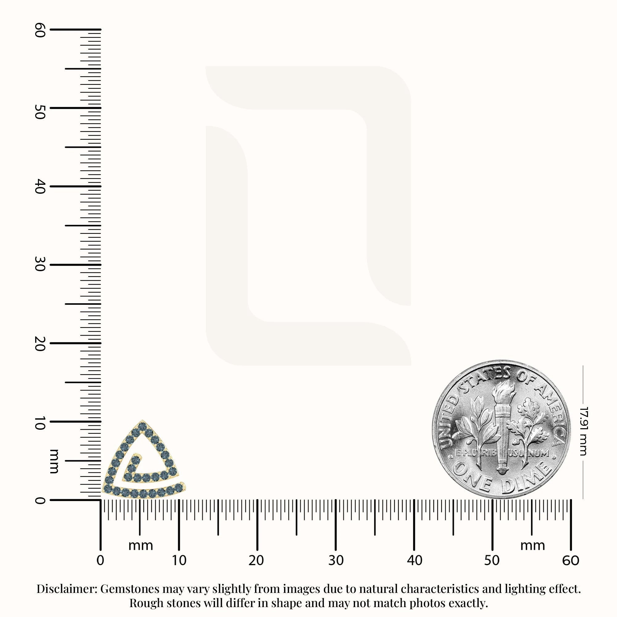 natural london-blue-topaz triangle stud earrings in yellow gold vermeil 