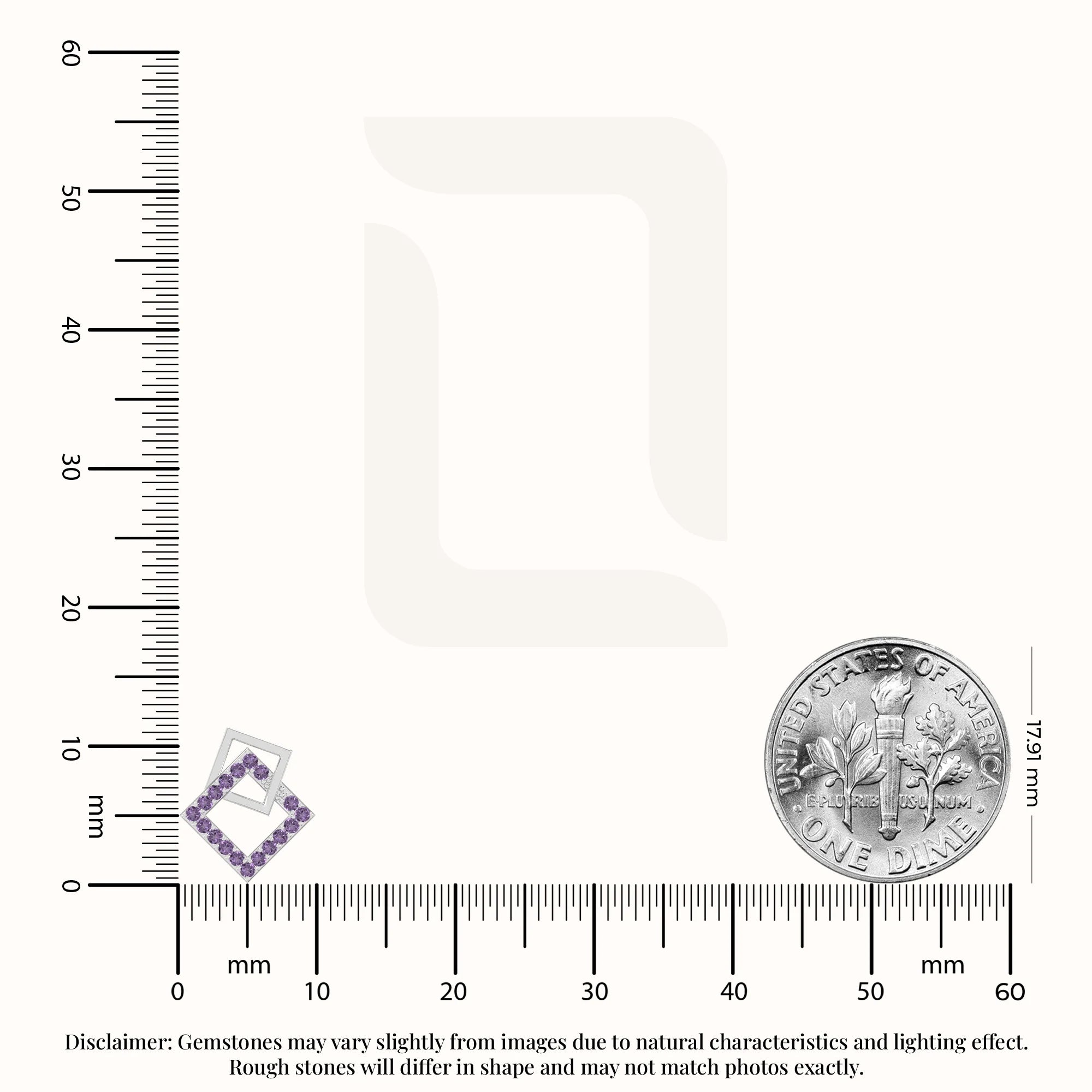 natural amethyst square stud earrings in sterling silver 