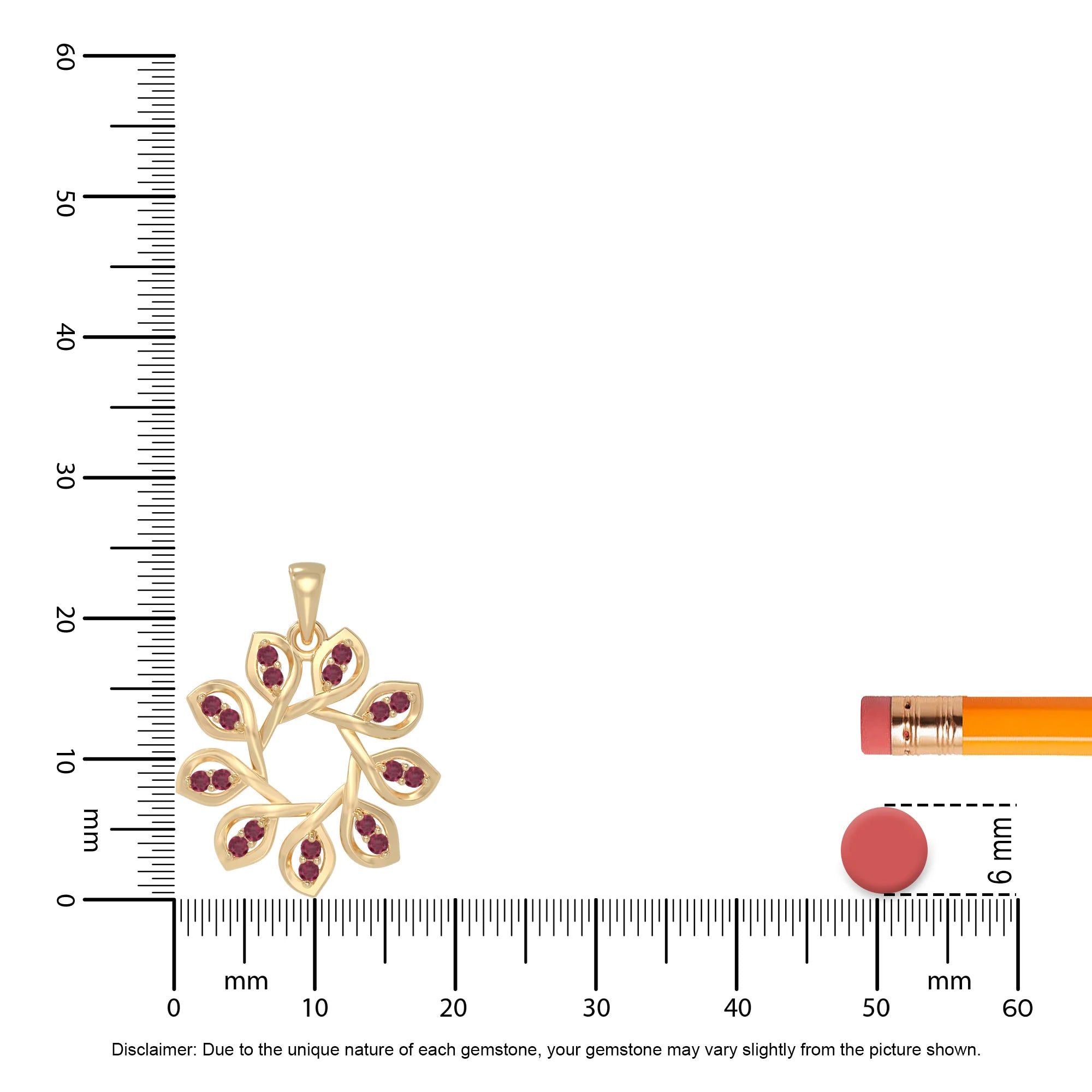 natural ruby flower necklaces in yellow gold vermeil 