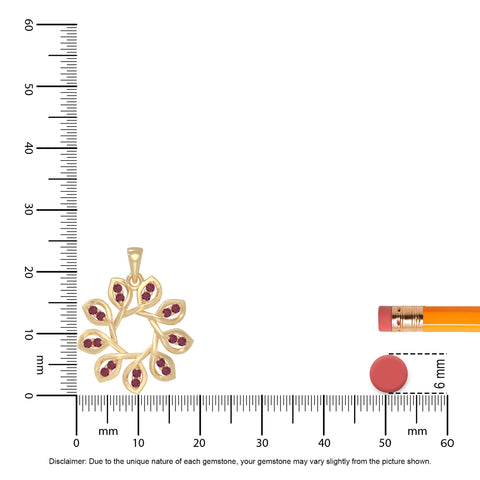 natural ruby flower necklaces in yellow gold vermeil 