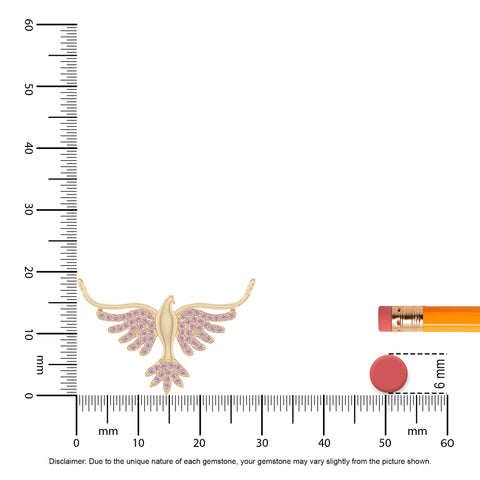natural pink-tourmaline phoenix eagle necklaces in yellow gold vermeil 