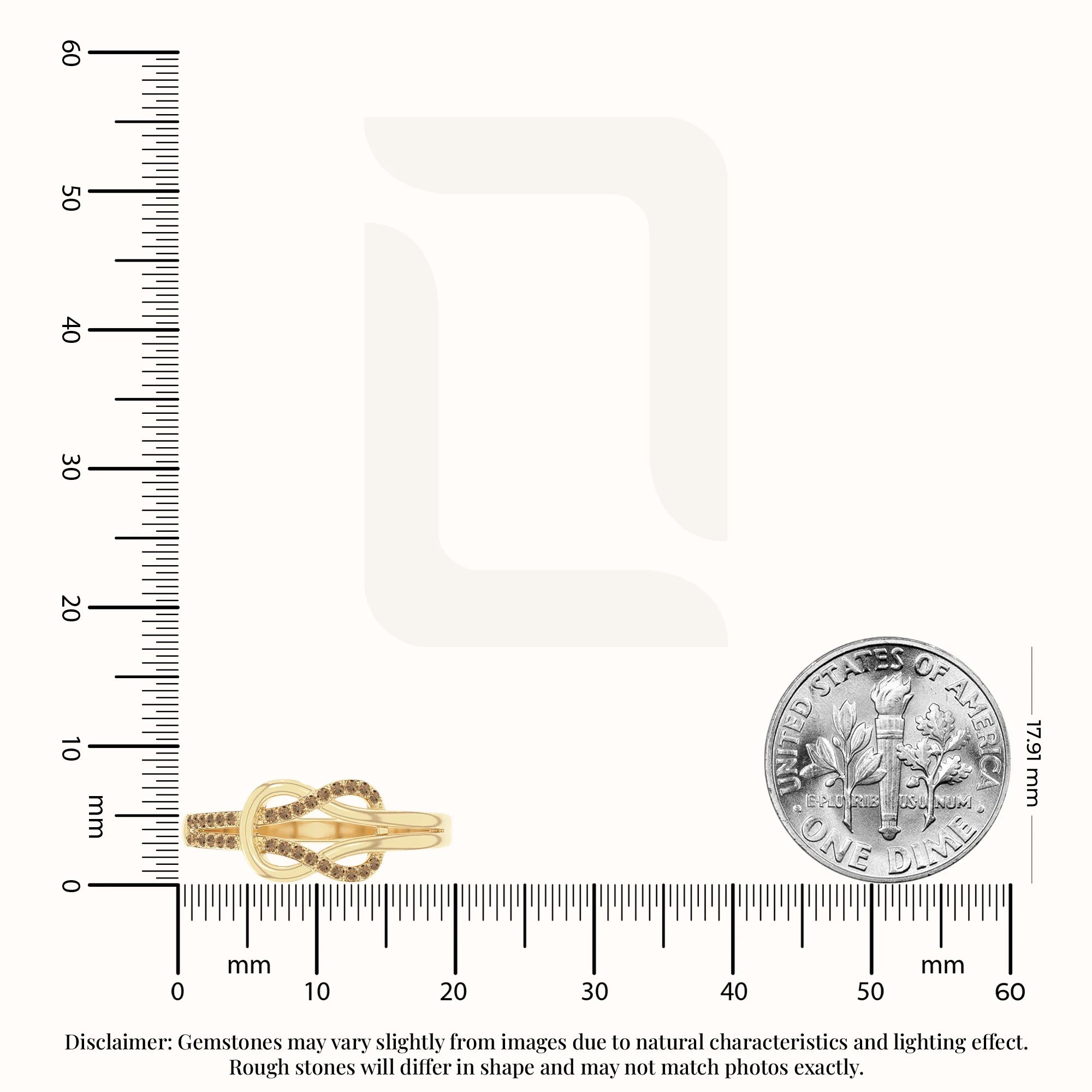 natural citrine infinity knot promise rings in yellow gold vermeil