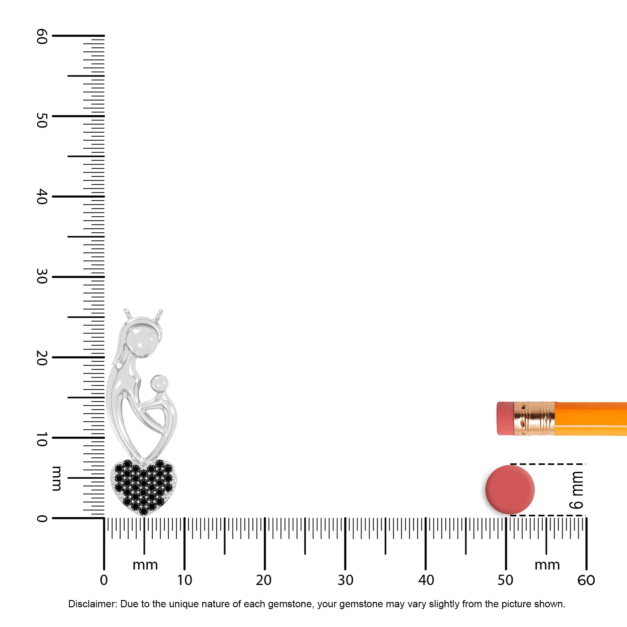 natural black-onyx mother child heart necklaces in sterling silver 