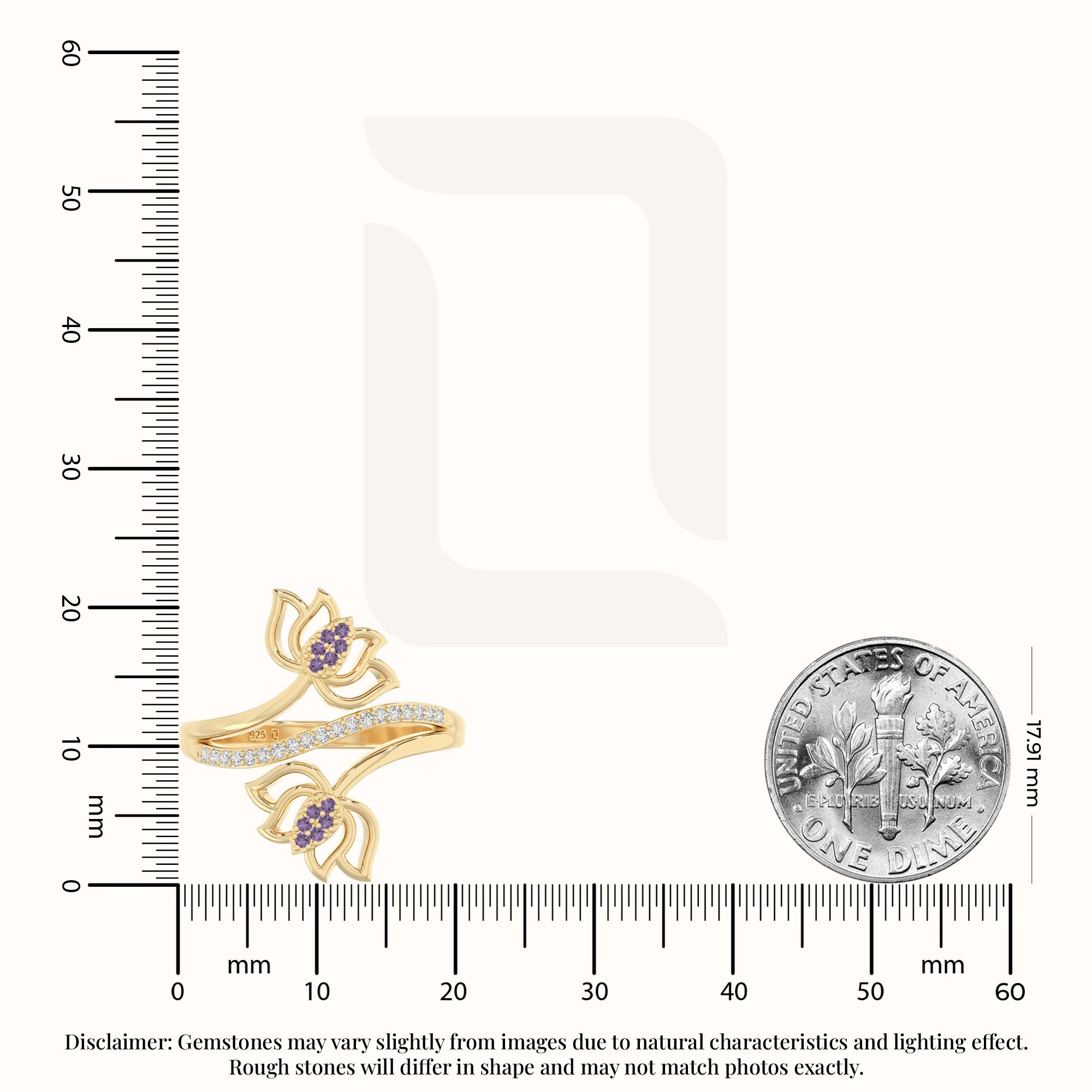 natural amethyst lotus blossom rings in yellow gold vermeil