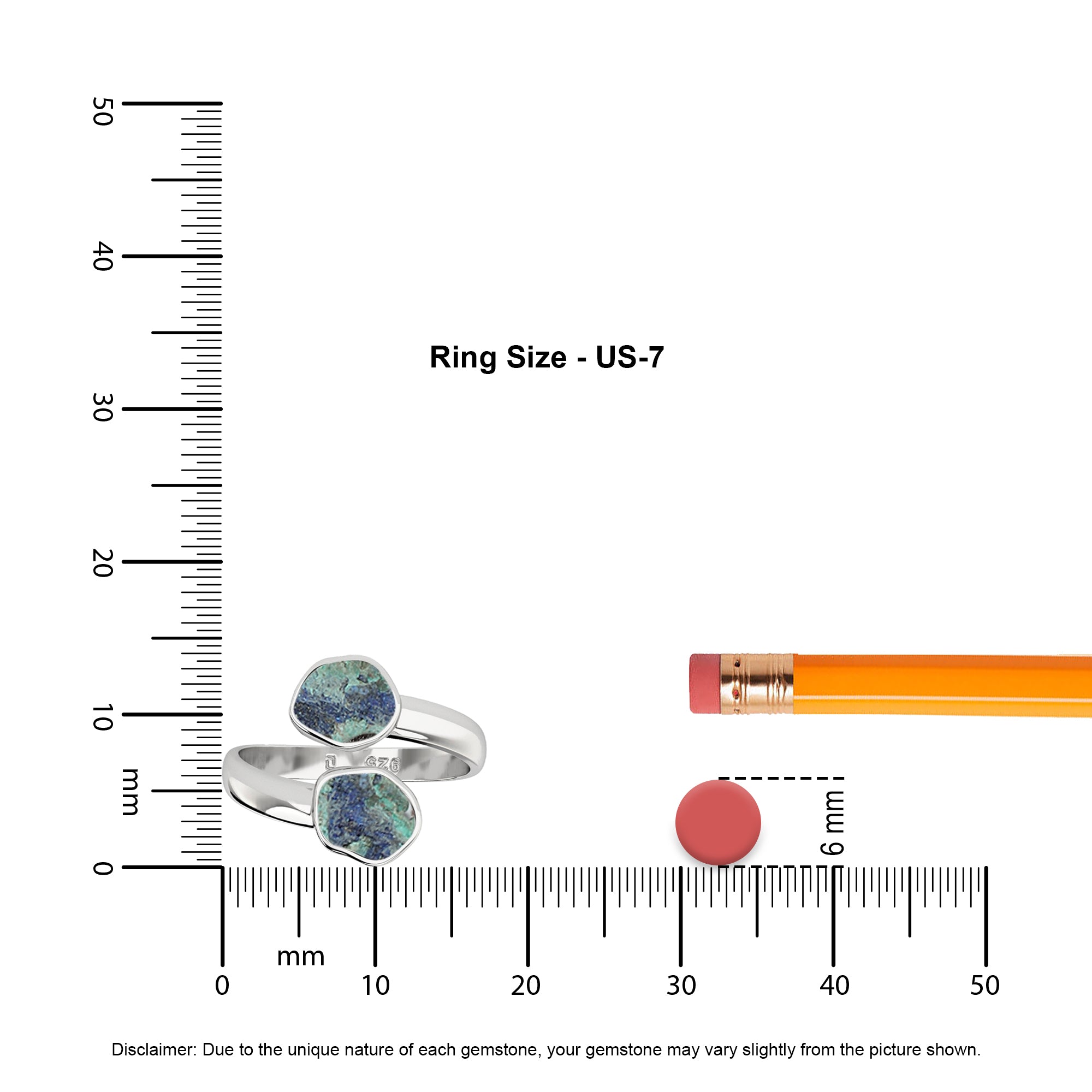 azurite-malachite rough shape stackable bezel-set ring