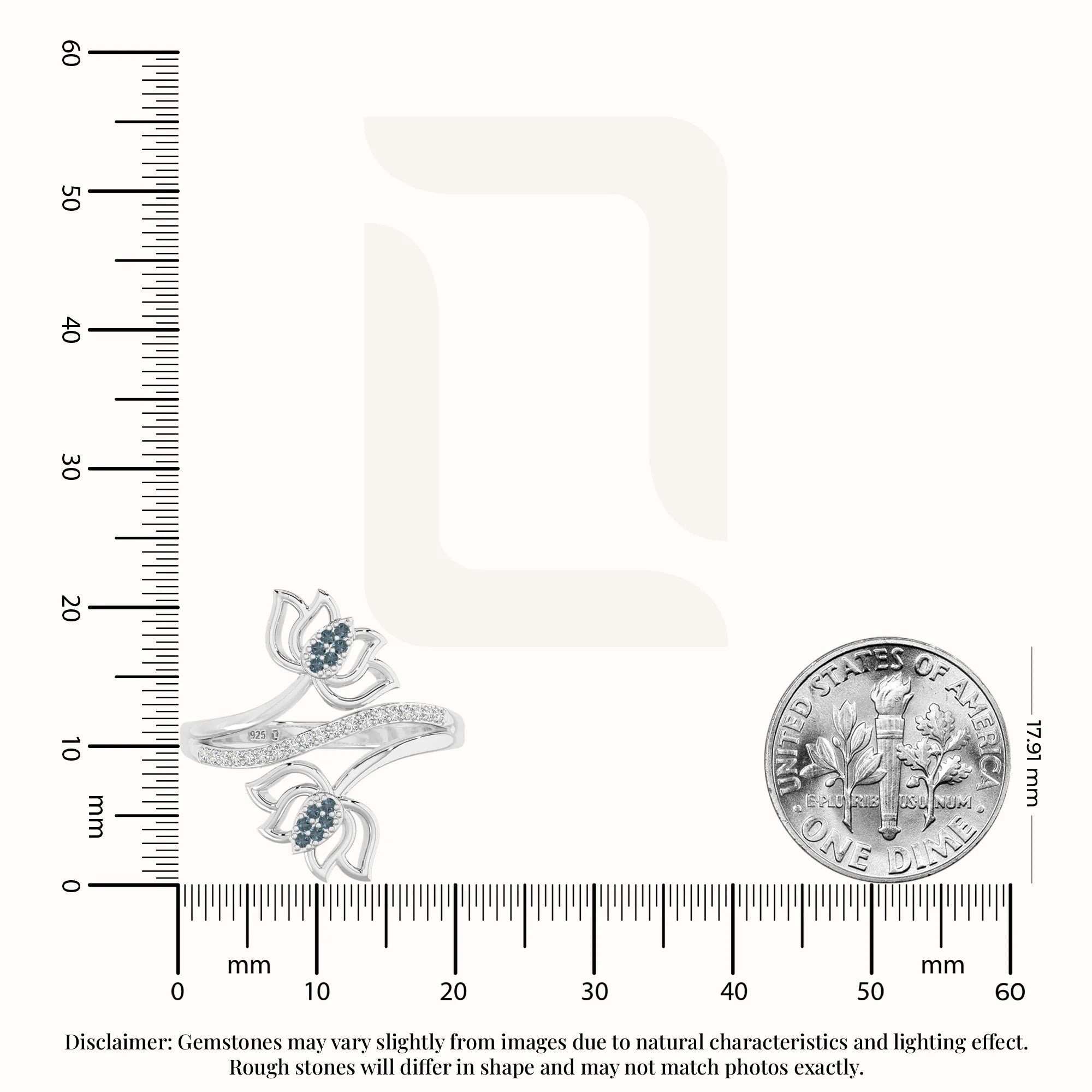 natural london blue topaz lotus blossom rings in sterling silver 