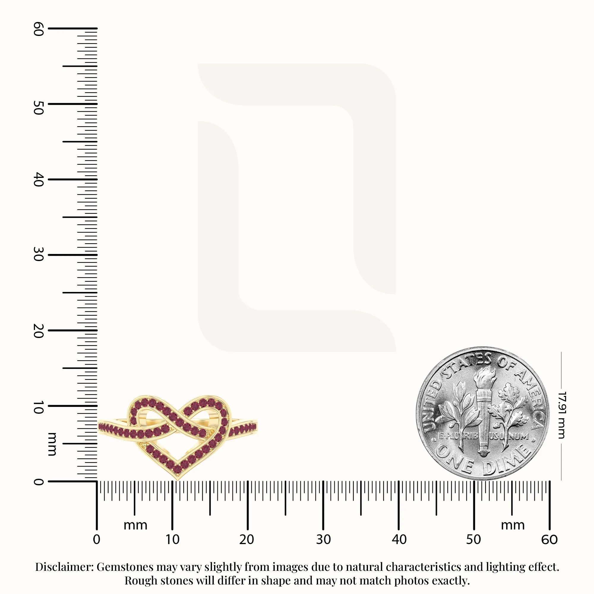 natural ruby infinity knot heart promise rings in yellow gold vermeil