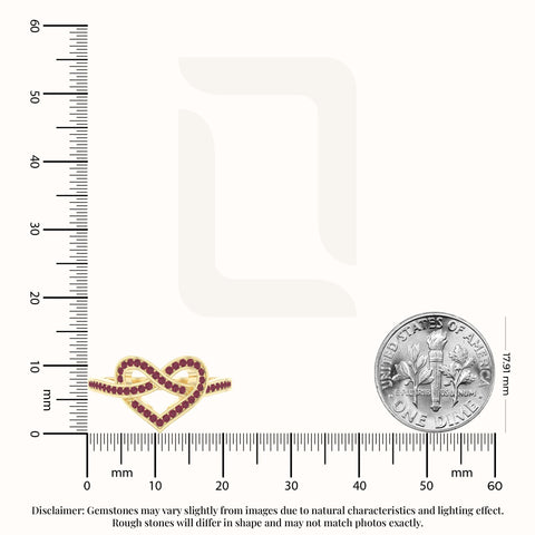 natural ruby infinity knot heart promise rings in yellow gold vermeil