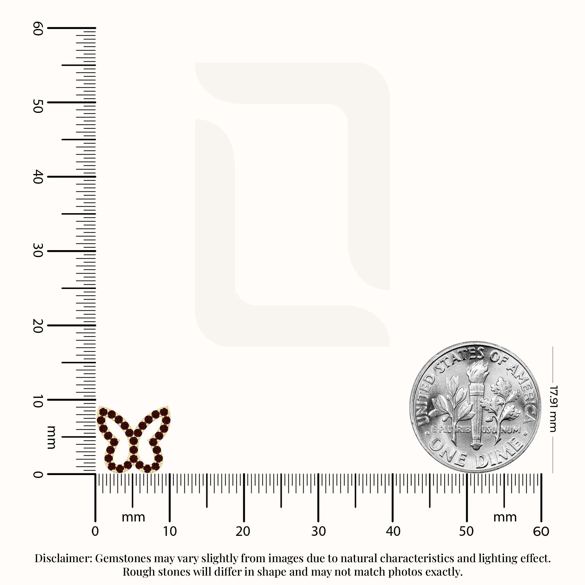 natural garnet butterfly stud earrings in yellow gold vermeil 