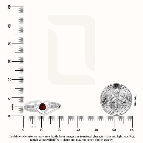natural garnet heart promise rings in sterling silver 