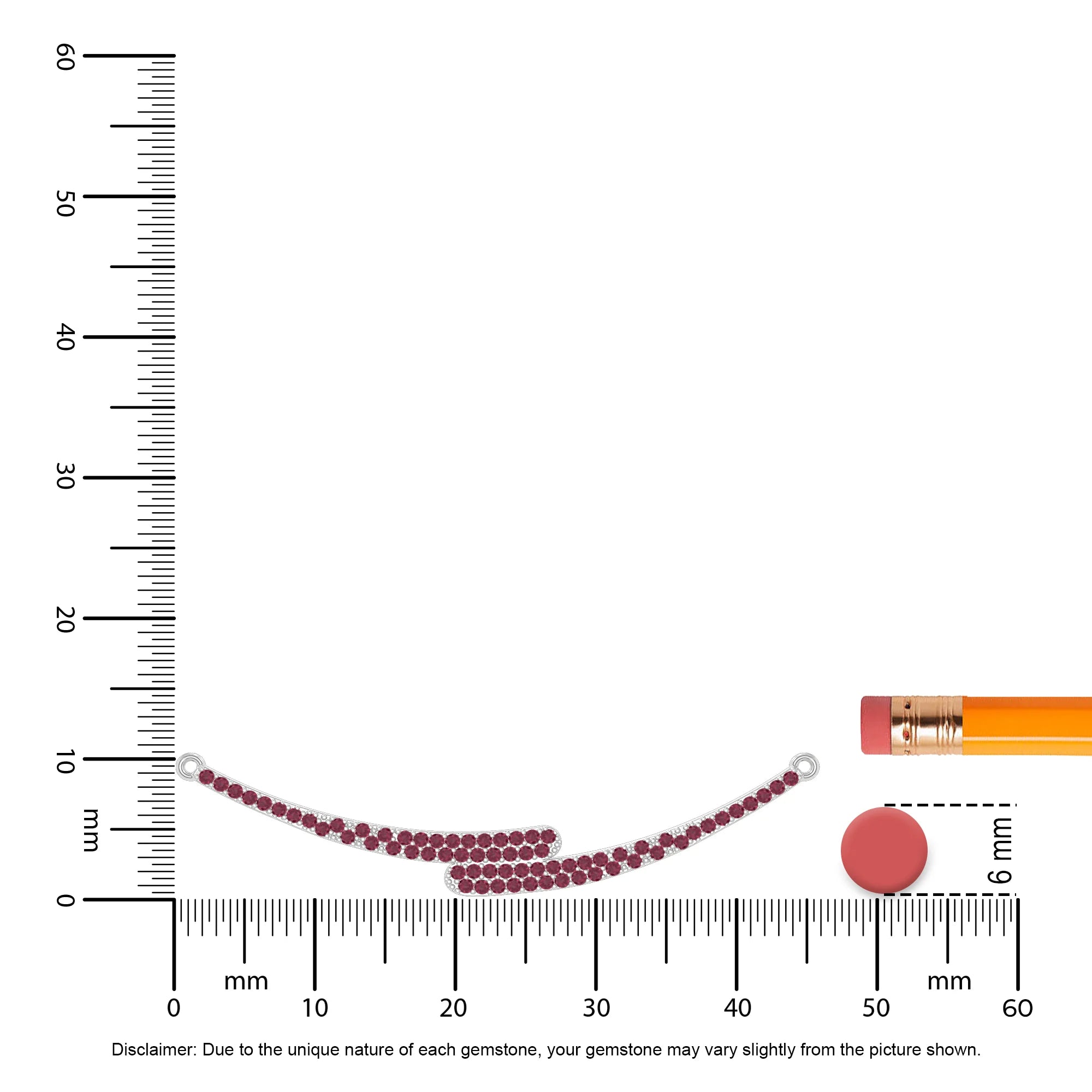 natural ruby bypass curved bar necklaces in sterling silver 
